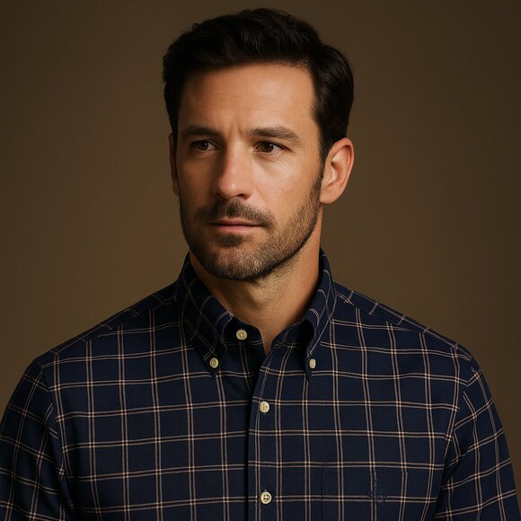 Brooks Brothers Navy Windowpane Check Button-Down Shirt – Size XL - Picture 1 of 10